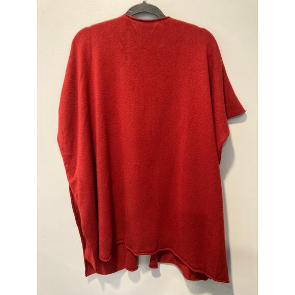 Eskandar Red Extrafine Wool Cashmere Tabard Cardigan Wrap Shawl Sweater OS - Picture 2 of 8